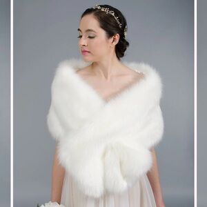 White Faux Fur Shawl
